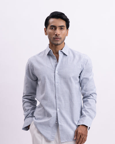 Airweave Striped Tailored Shirt In Sky Blue