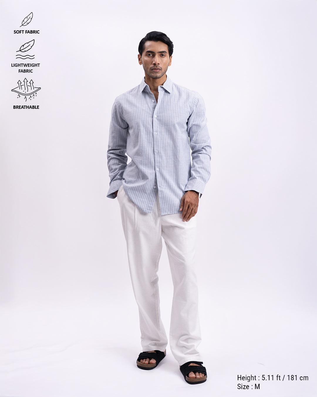 Airweave Striped Tailored Shirt In Sky Blue