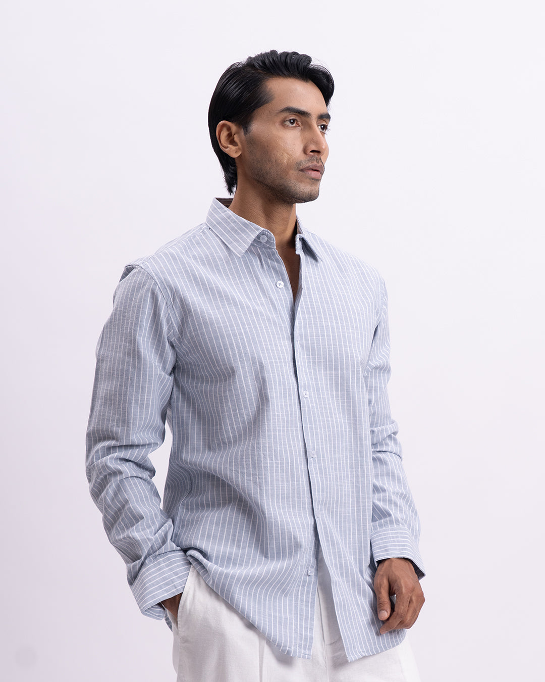 Airweave Striped Tailored Shirt In Sky Blue
