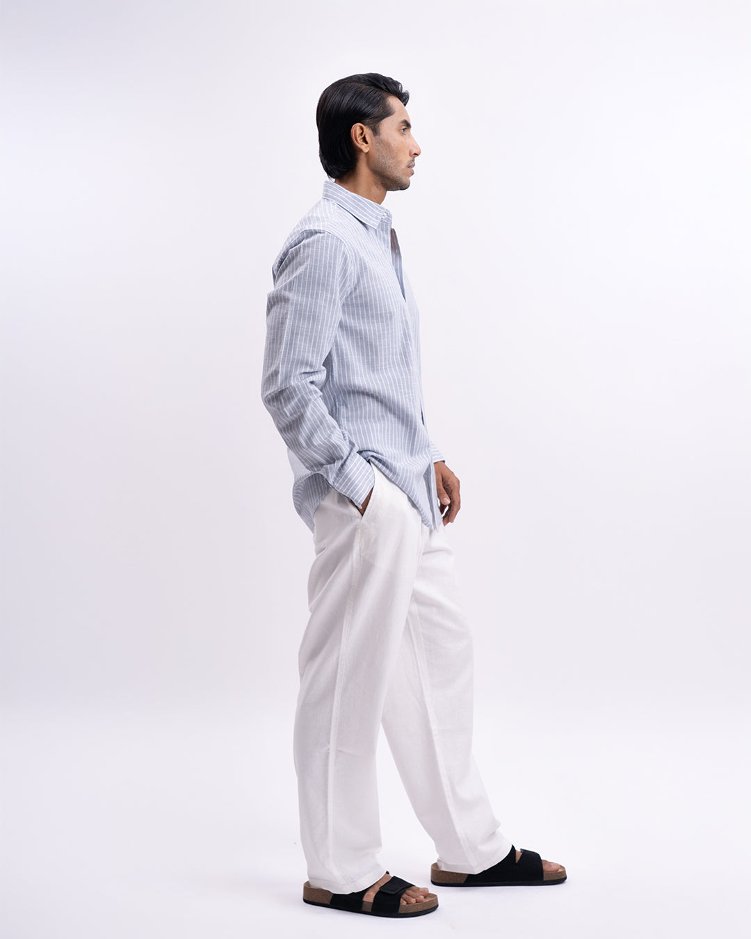 Airweave Striped Tailored Shirt In Sky Blue