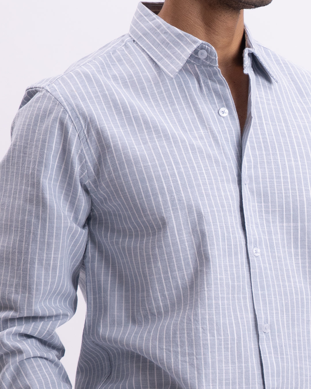 Airweave Striped Tailored Shirt In Sky Blue