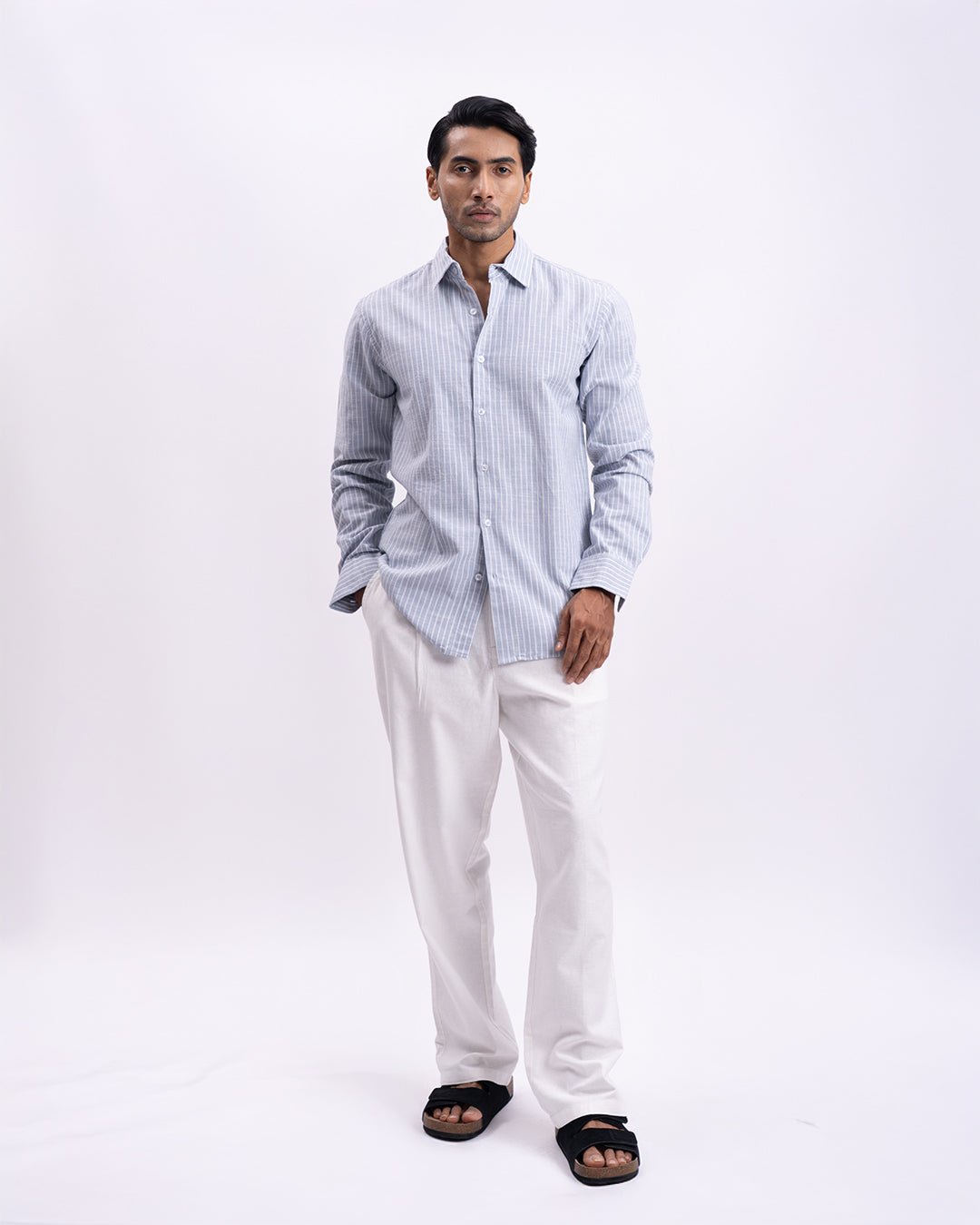 Airweave Striped Tailored Shirt In Sky Blue