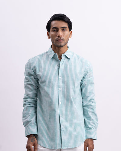 Airweave Striped Tailored Shirt In Green