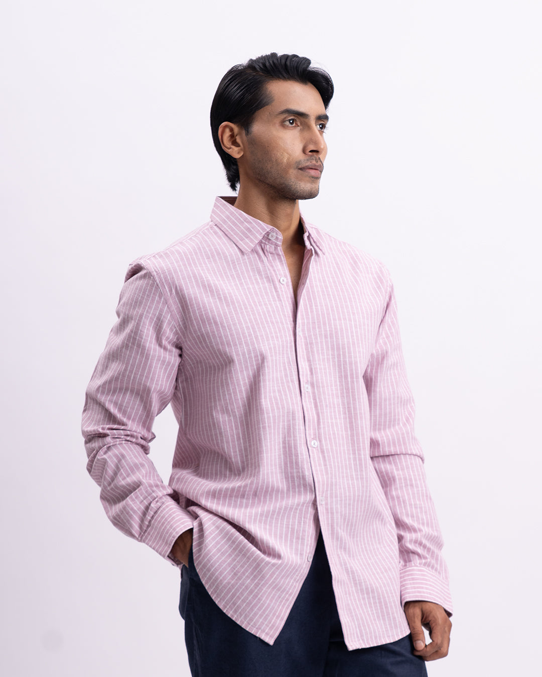 Airweave Striped Tailored Shirt In Pink