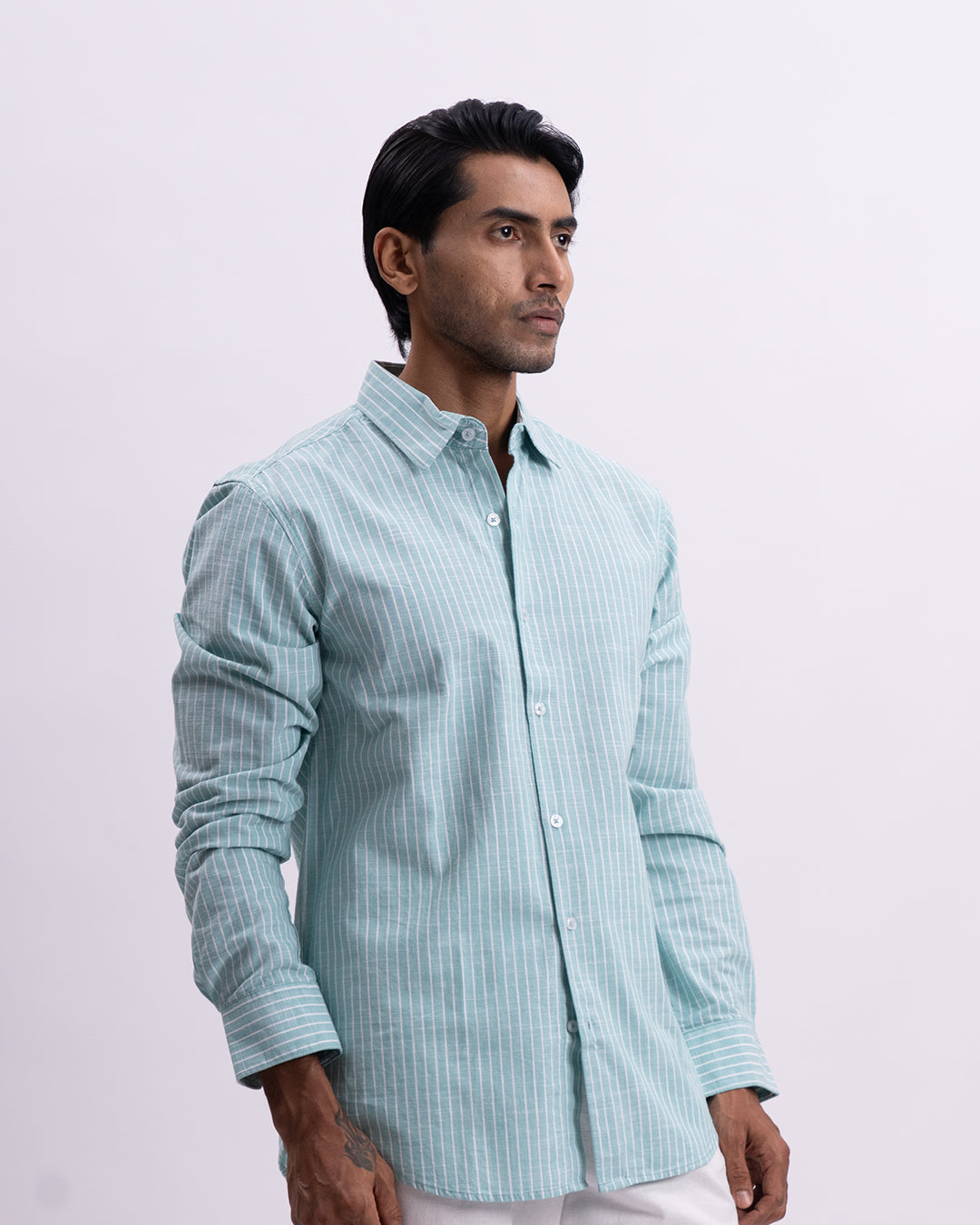 Airweave Striped Tailored Shirt In Green