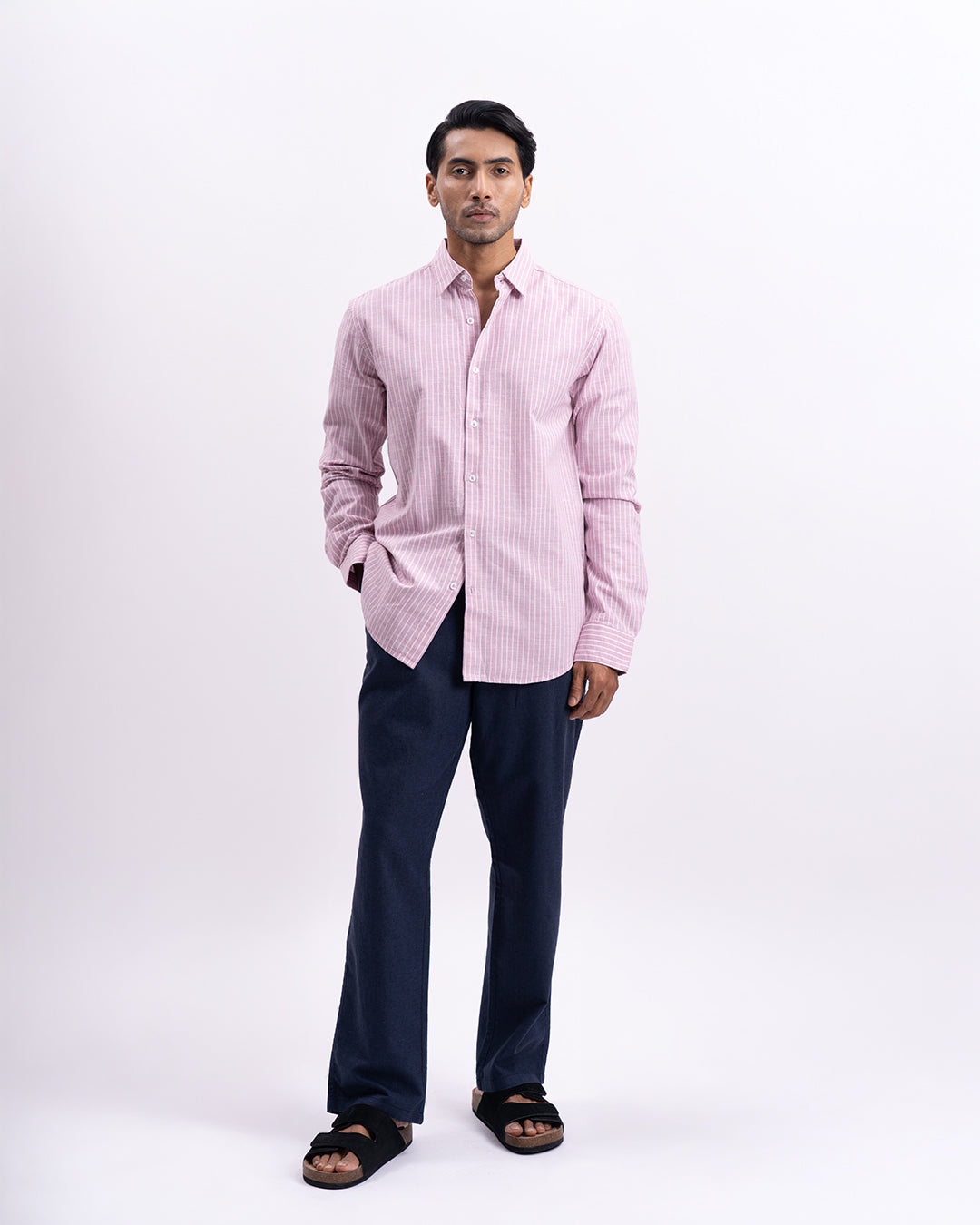 Airweave Striped Tailored Shirt In Pink