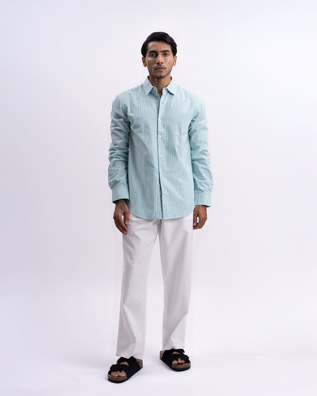 Airweave Striped Tailored Shirt In Green