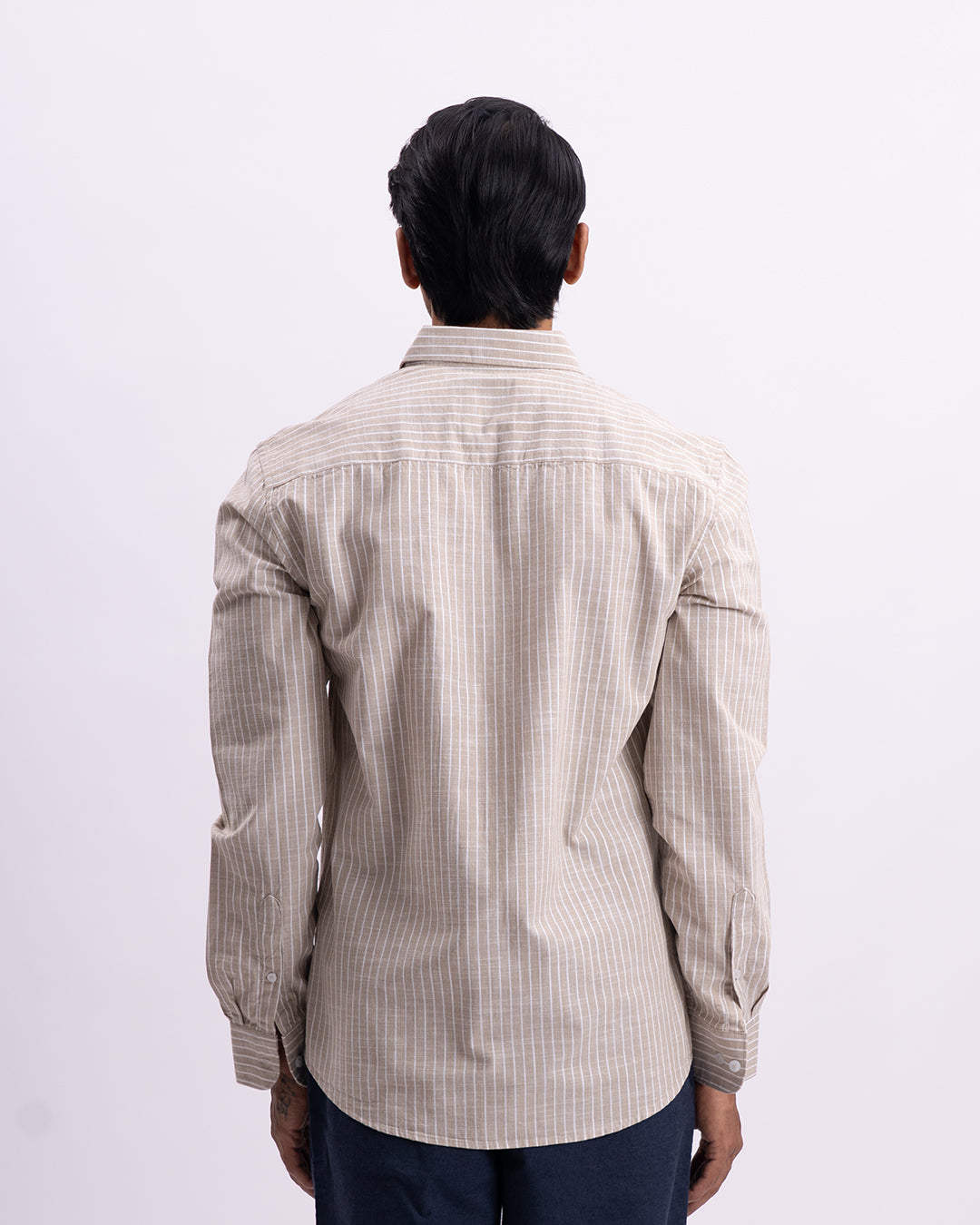 Airweave Striped Tailored Shirt In Beige