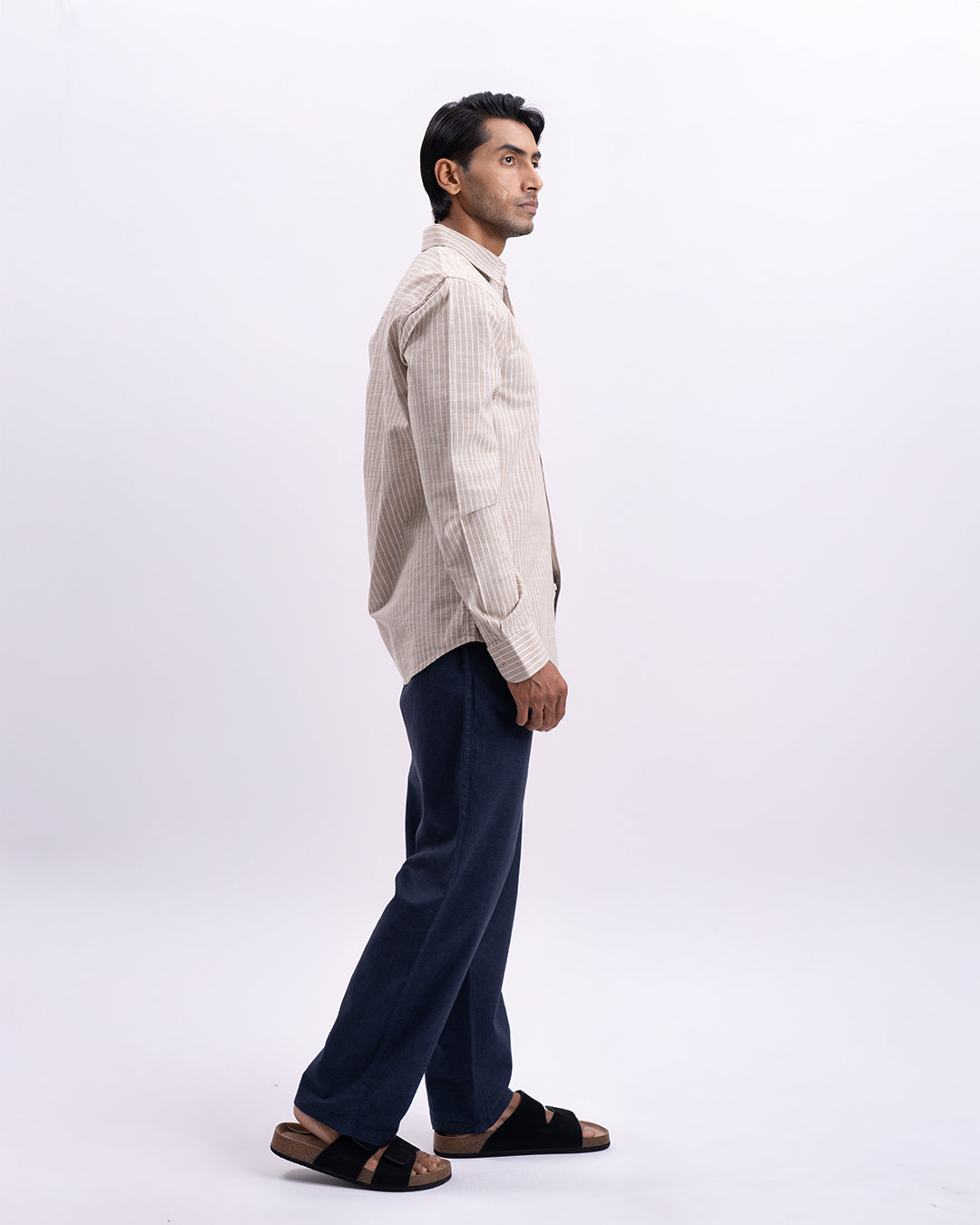 Airweave Striped Tailored Shirt In Beige