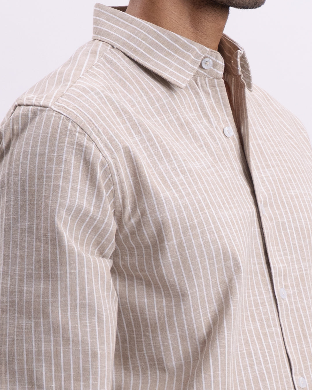 Airweave Striped Tailored Shirt In Beige