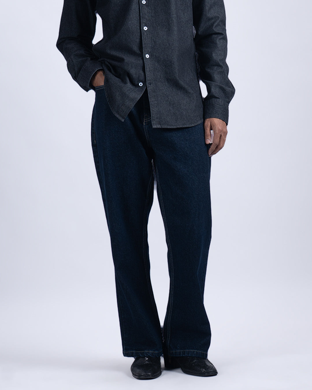 Classic Relaxed Bootcut Denim In Dark Blue