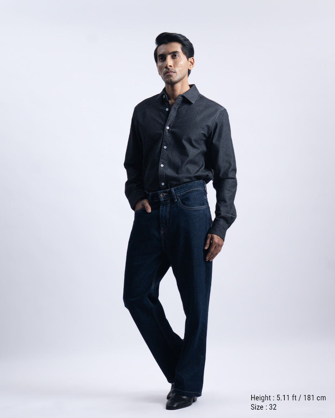 Classic Relaxed Bootcut Denim In Dark Blue
