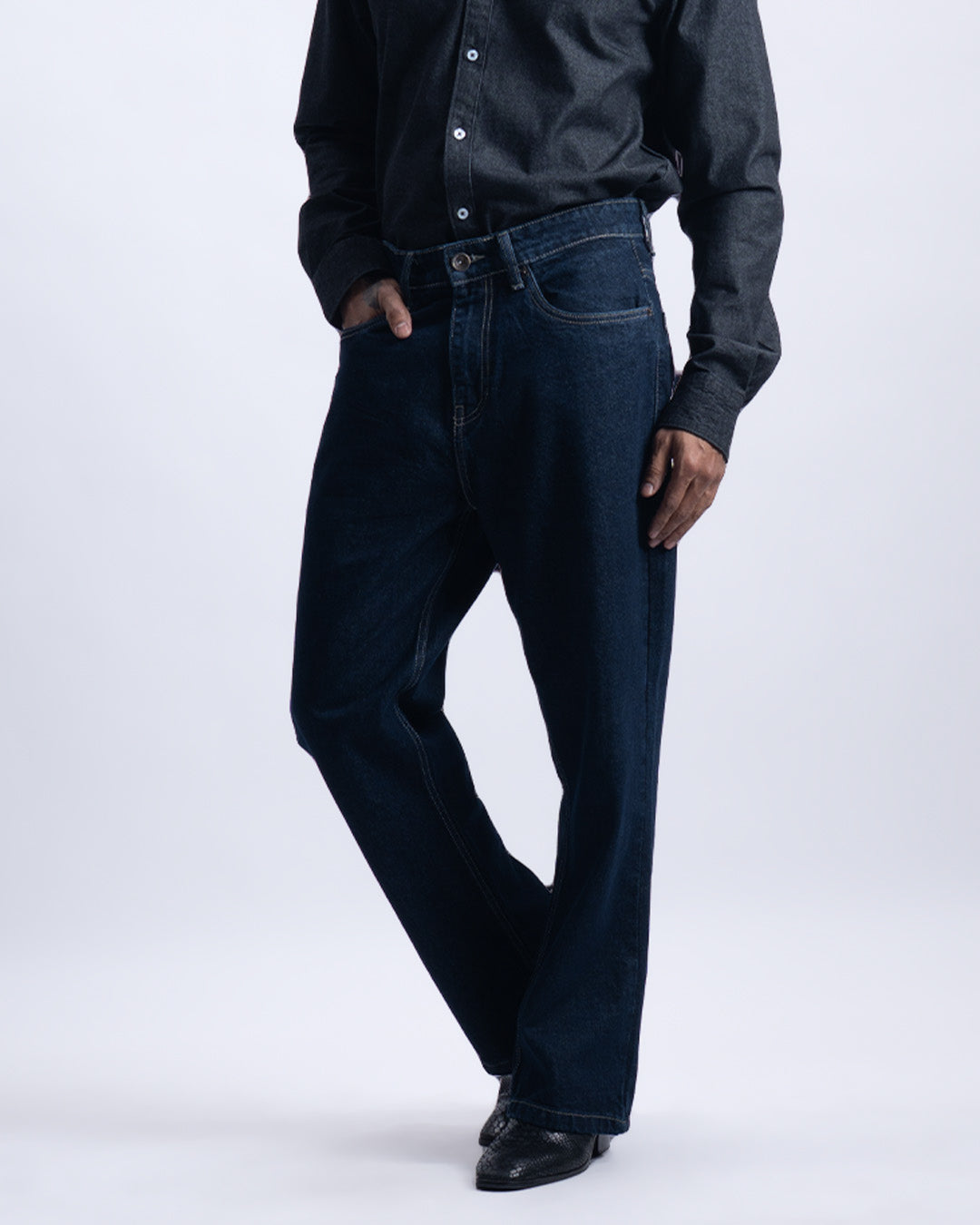 Classic Relaxed Bootcut Denim In Dark Blue