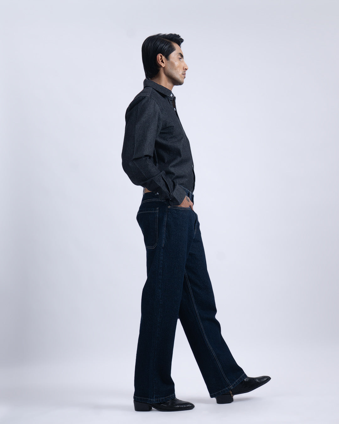 Classic Relaxed Bootcut Denim In Dark Blue