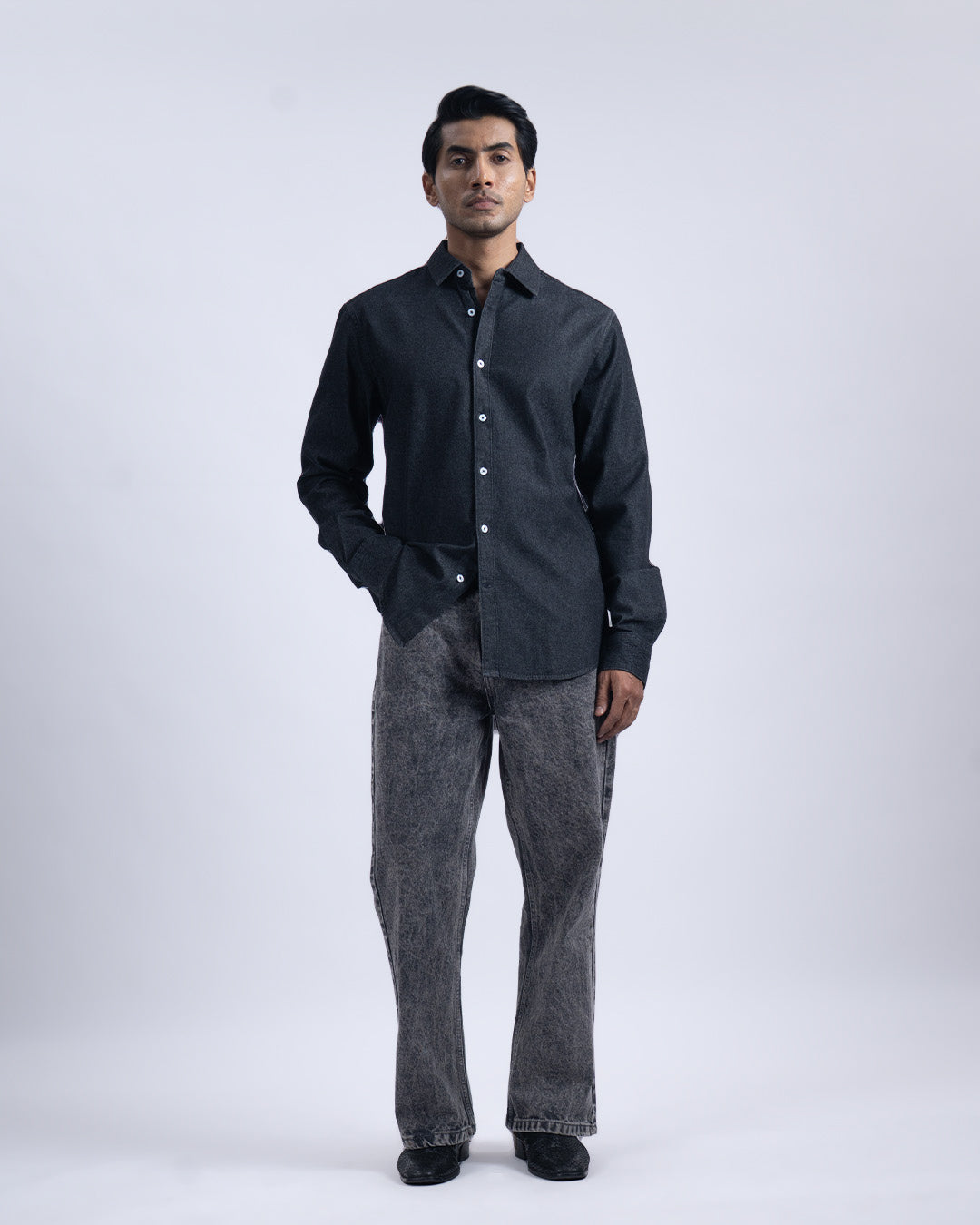 Classic Relaxed Bootcut Denim In Grey