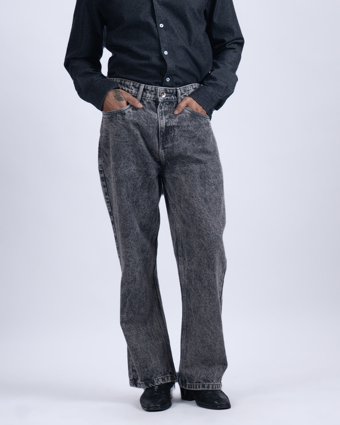 Classic Relaxed Bootcut Denim In Grey