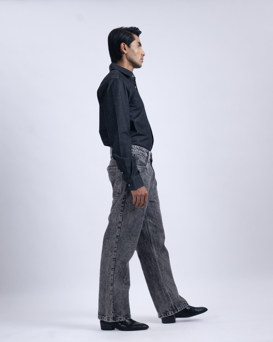 Classic Relaxed Bootcut Denim In Grey
