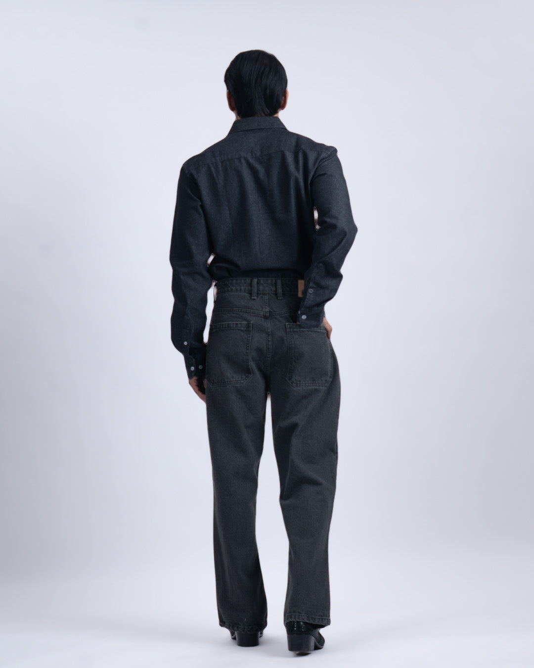 Classic Relaxed Bootcut Denim In Dark Grey