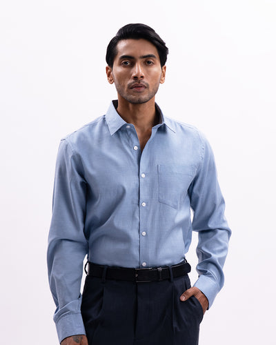 Melange Tailored Formal Shirt In Blue