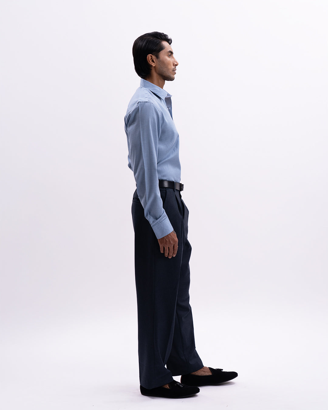 Melange Tailored Formal Shirt In Blue