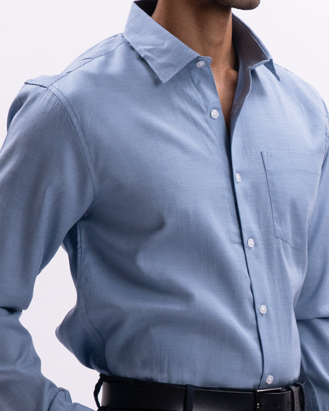 Melange Tailored Formal Shirt In Blue