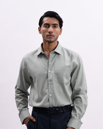 Melange Tailored Formal Shirt In Pista