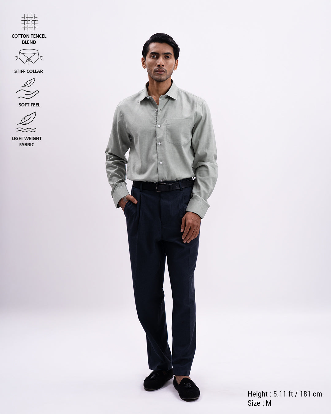 Melange Tailored Formal Shirt In Pista
