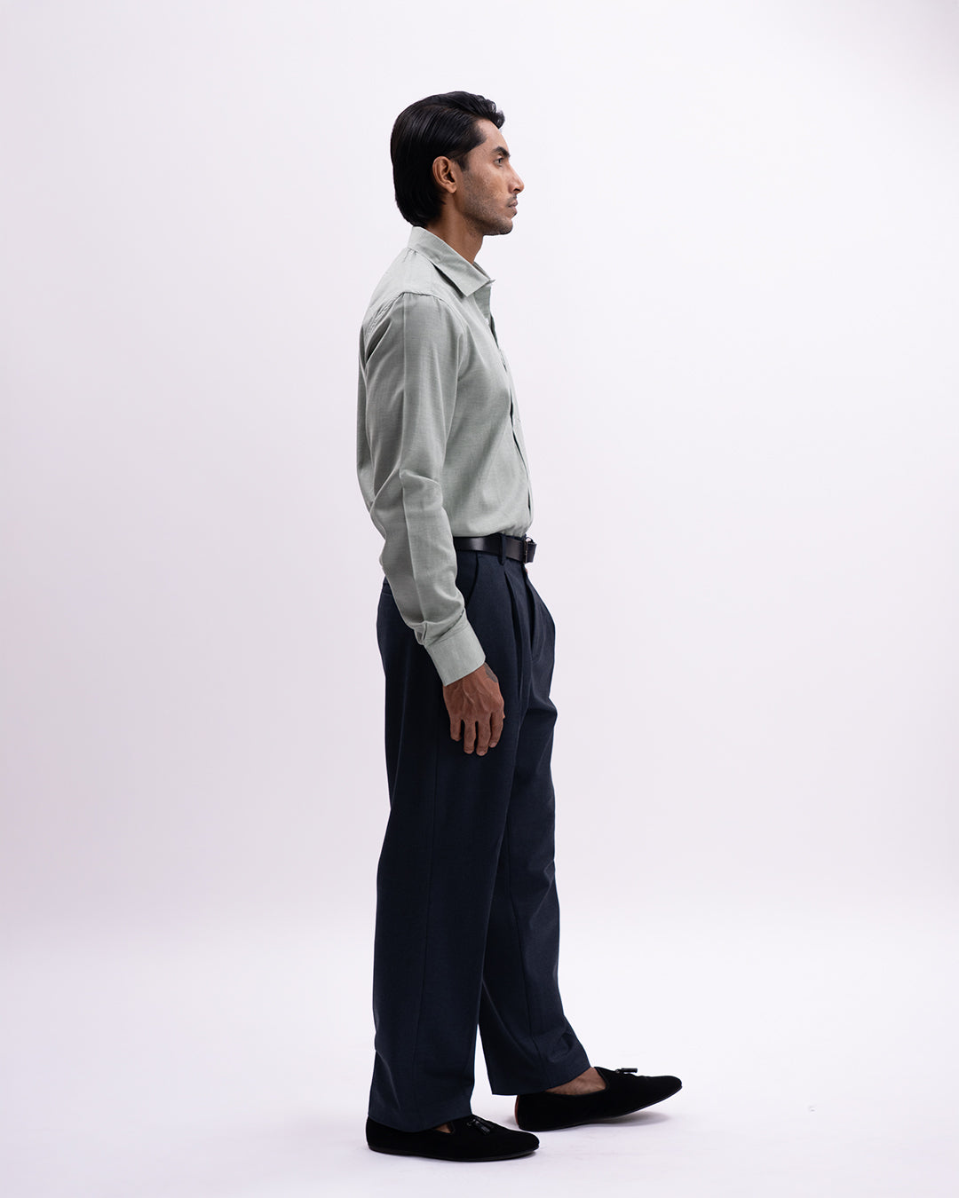 Melange Tailored Formal Shirt In Pista