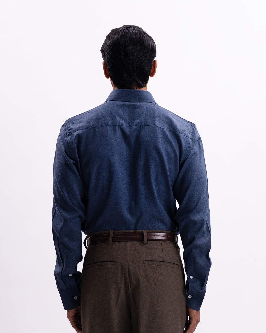 Melange Tailored Formal Shirt In Navy