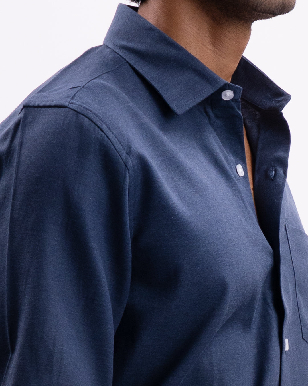 Melange Tailored Formal Shirt In Navy
