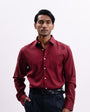 Melange Tailored Formal Shirt In Red-Maroon