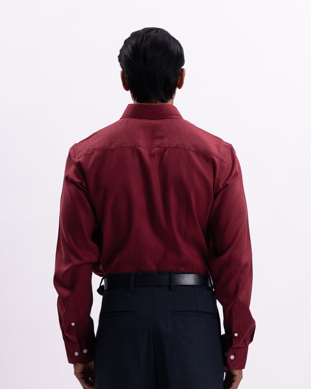 Melange Tailored Formal Shirt In Red-Maroon