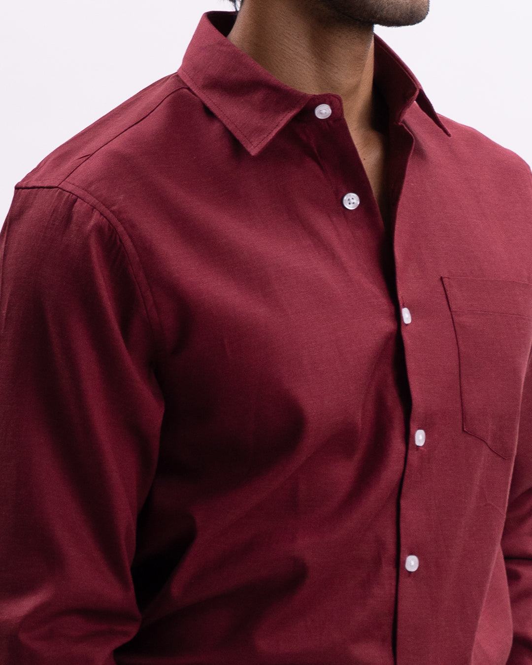 Melange Tailored Formal Shirt In Red-Maroon