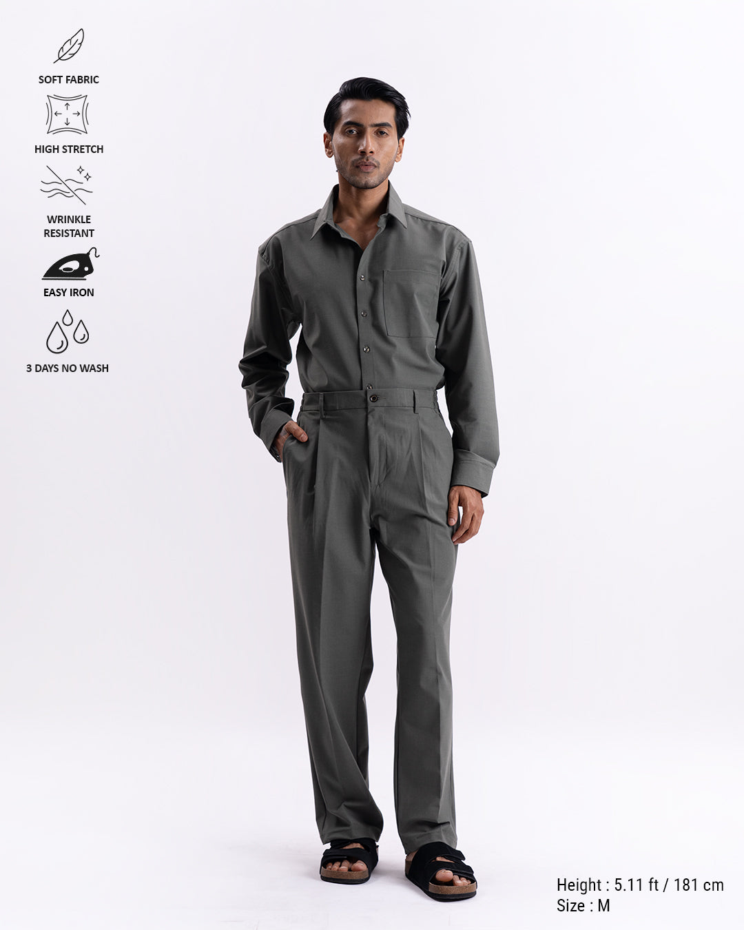 Easy Iron All Season Relaxed Trouser In Olive