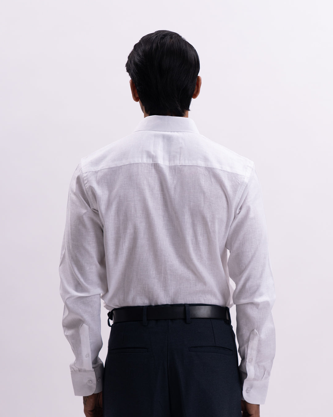 Linen Tencel Tailored Formal Shirt In White