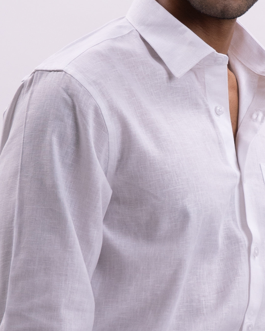 Linen Tencel Tailored Formal Shirt In White