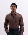 Linen Tencel Tailored Formal Shirt In Brown
