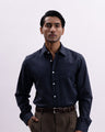 Linen Tencel Tailored Formal Shirt In Navy