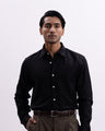 Linen Tencel Tailored Formal Shirt In Black