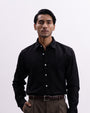 Linen Tencel Tailored Formal Shirt In Black