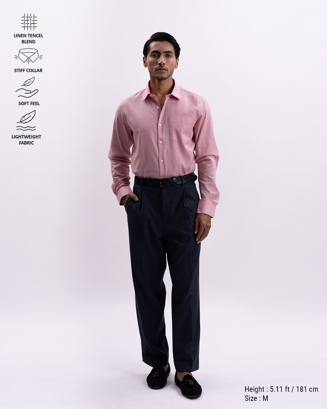 Linen Tencel Tailored Formal Shirt In Pink
