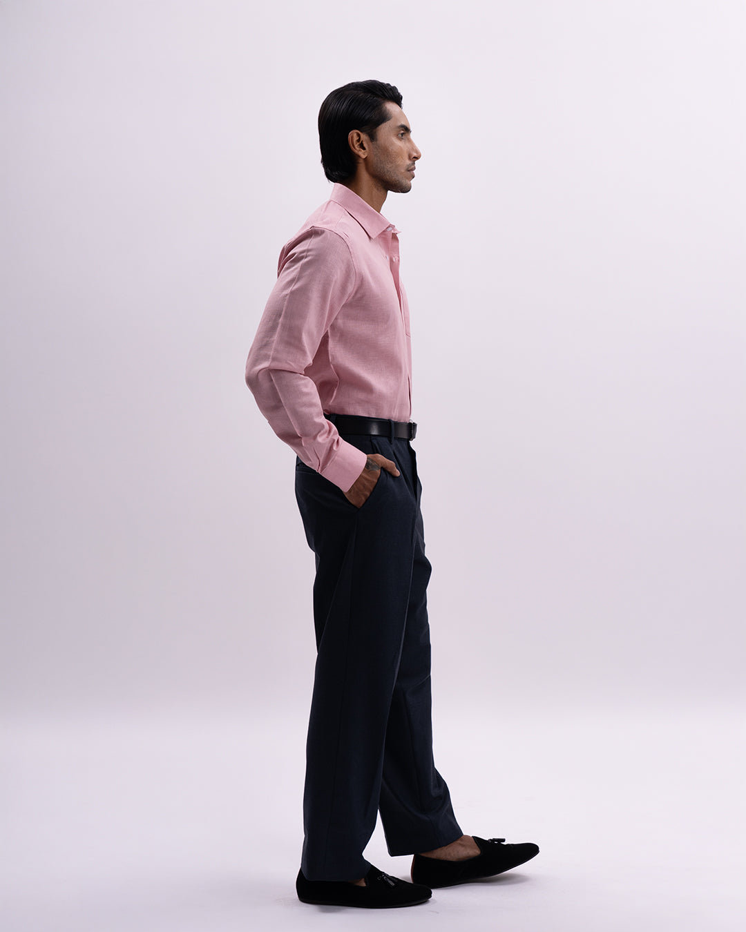 Linen Tencel Tailored Formal Shirt In Pink