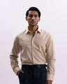 Linen Tencel Tailored Formal Shirt In Beige