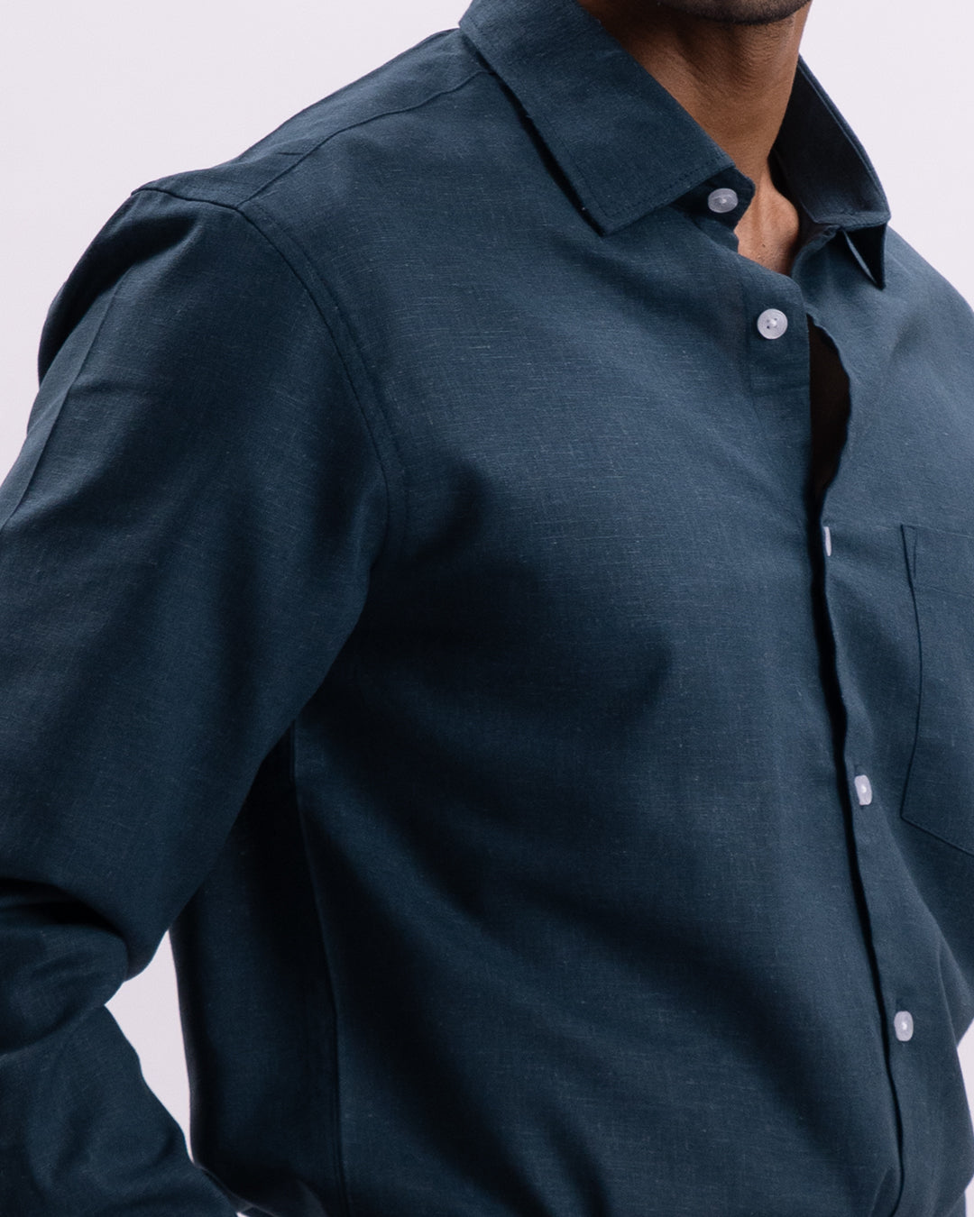 Linen Tencel Tailored Formal Shirt In Green