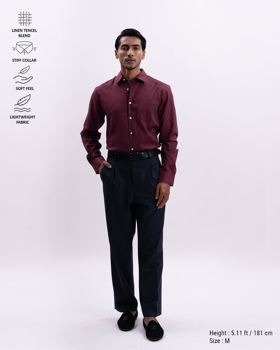 Linen Tencel Tailored Formal Shirt In Peach