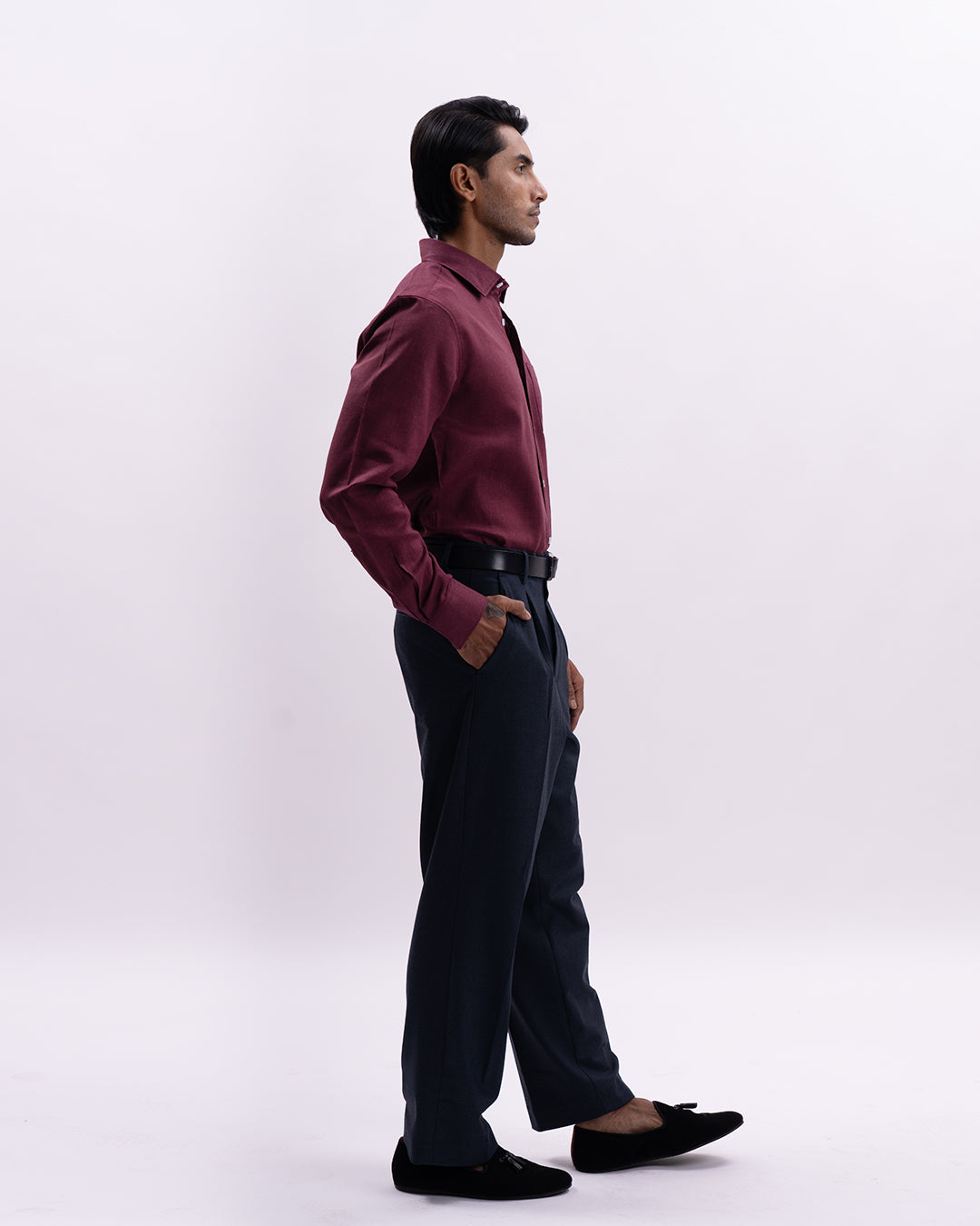 Linen Tencel Tailored Formal Shirt In Peach