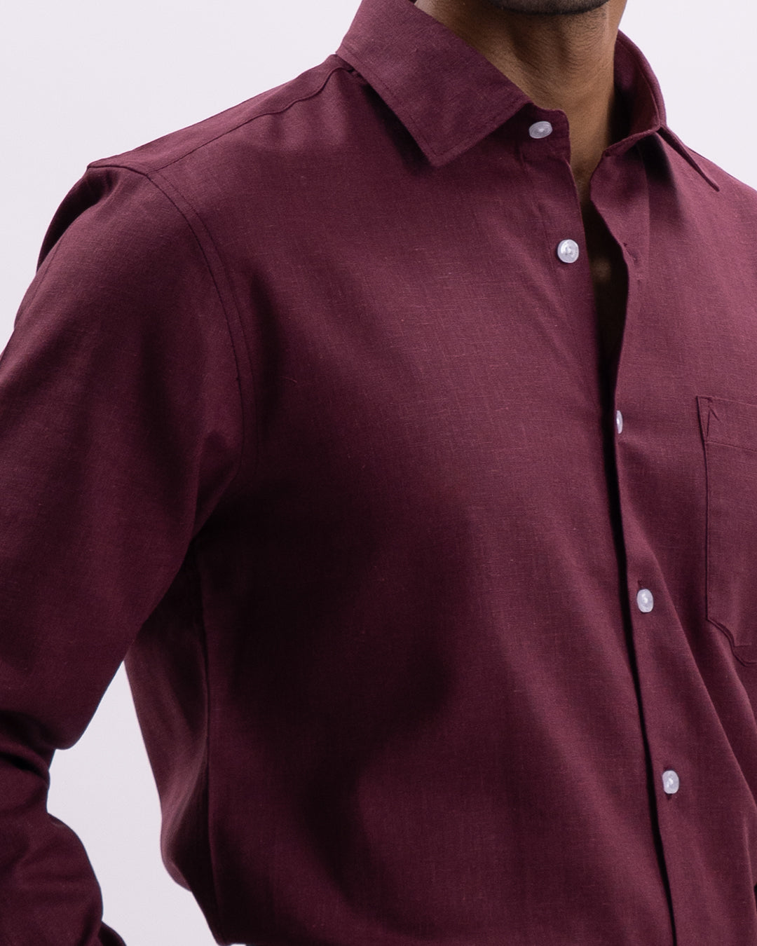 Linen Tencel Tailored Formal Shirt In Peach