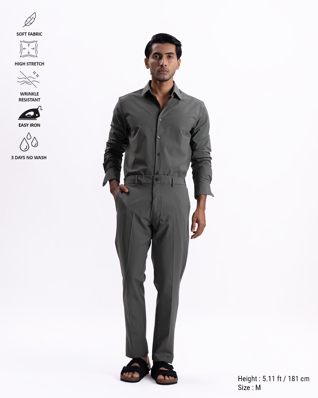 Easy Iron Holiday Tailored Trousers In Olive