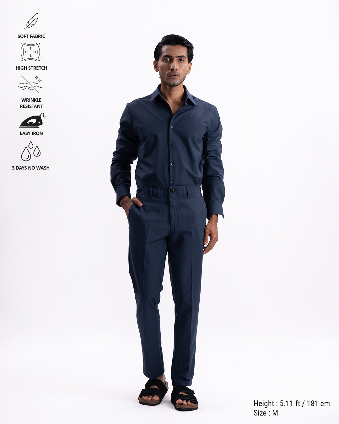 Easy Iron Holiday Tailored Trousers In Navy