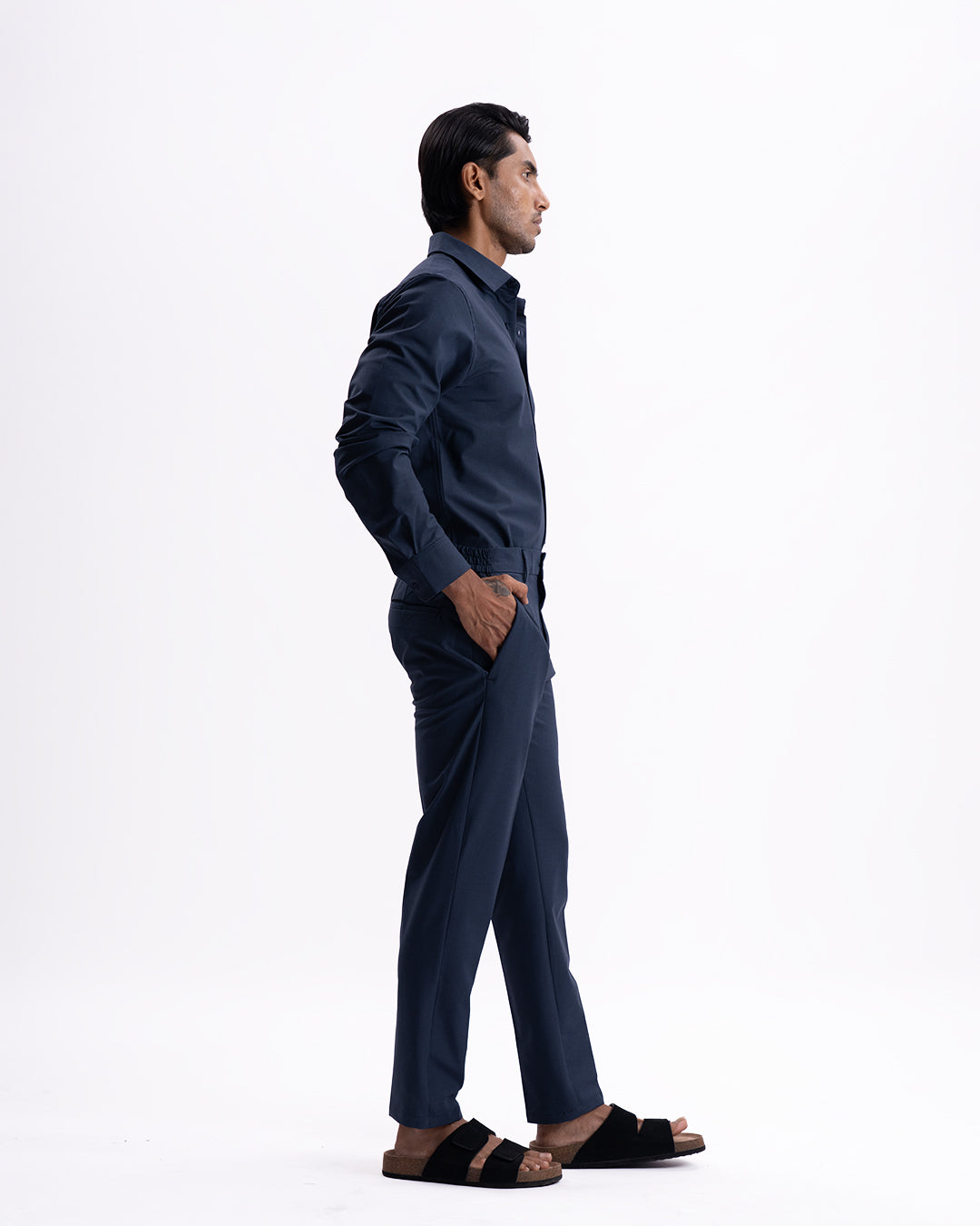 Easy Iron Holiday Tailored Trousers In Navy
